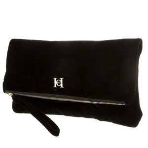 Carolina Herrera black velvet clutch, like new!